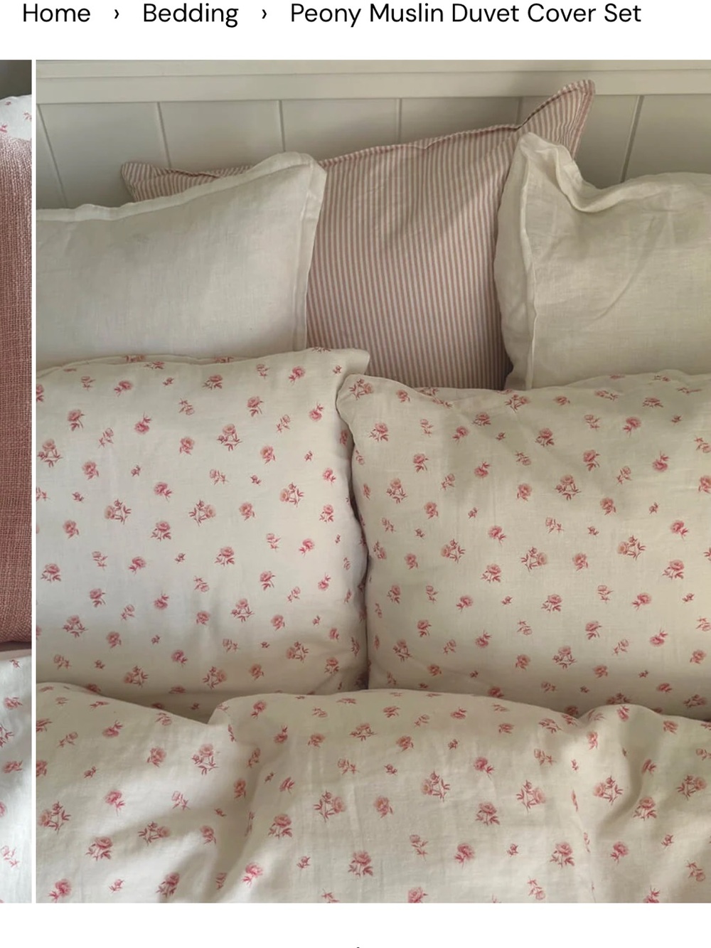 Arya & Mo Queen Duvet cover Peony Muslin Duvet Cover Set in Soft Pink Floral